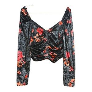 Wayf Poppy Floral Roushed Crop Top S